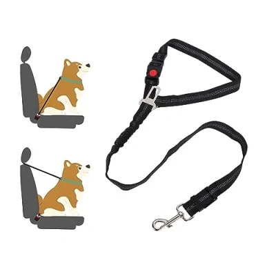 Abbildung von Lollanda Sicherheitsgurt Hund Auto, Hundegurt fürs Auto Sitze mit Reflektierenden Streifen und Pufferseilen, Verstellbarer für Große Mittlere Kleine Hunde (Schwarz)