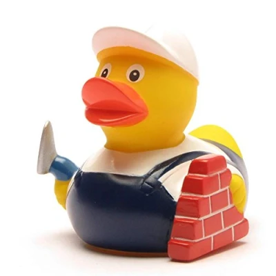 Abbildung von Duckshop I Badeente Maurer Quietscheentchen Quietscheente L: 8 cm inkl. Badeenten Schlüsselanhänger im Set