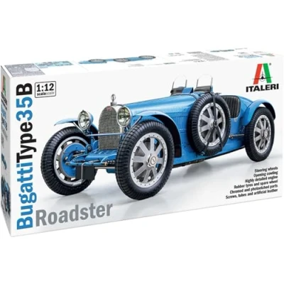 Abbildung von Italeri 4713 1:12 Bugatti 35B Roadster Modellbau, Bausatz, Standmodellbau, Basteln, Hobby, Kleben, Plastikbausatz, detailgetreu, Unlackiert, Molded Color