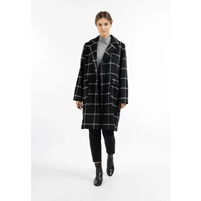 Abbildung von DREIMASTER Klassik Damen Übergangsmantel aus Wollmischung XL / Schwarz weiß kariert 90% Polyester 10% Wolle
