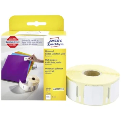 Abbildung von AVERY Zweckform AS0929120 Dymo LabelWriter Etiketten kompatibel zu S0929120 (25x25mm, 1 Rolle1.000 Aufkleber quadratisch, selbstklebend, für LW Etikettendrucker/Beschriftungsgerät/Etikettenband)