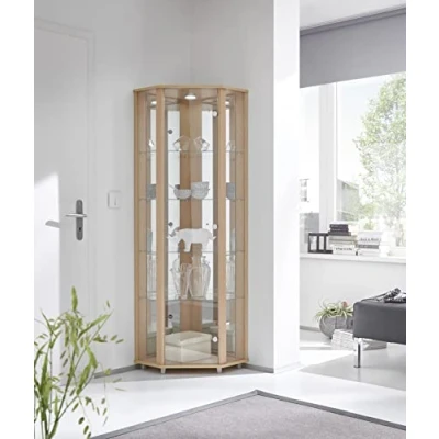 Abbildung von möbelando Eckvitrine Vitrinenschrank Glasvitrine Vitrine Berlin I Buche