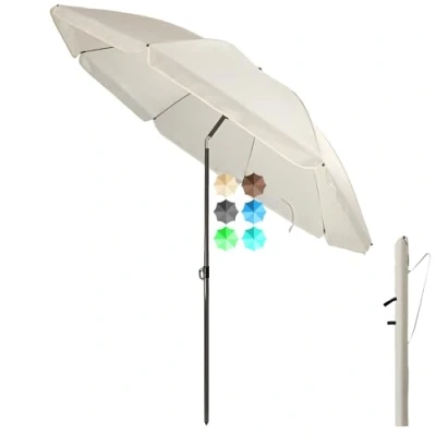Abbildung von 4smile Sonnenschirm Strand 180 cm in Beige Höhenverstellbarer Strandschirm SunnyJoy UPF 50+ für Sonnenschutz Strand, windfest stabil mit Schutzhülle, Gartenschirm
