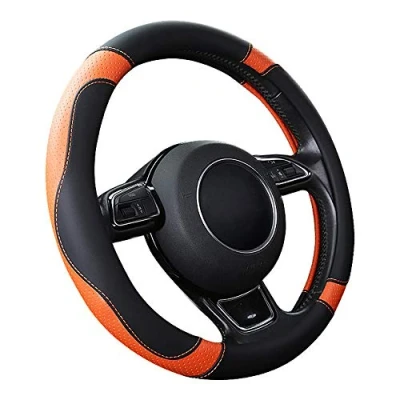Abbildung von SFONIA Auto Lenkrad Abdeckung Lenkradschutz Lenkradhülle Mikrofaser Leder Universal 37 38cm/15 &quot;Rutschfest Atmungsaktiv Langlebig (Orange)
