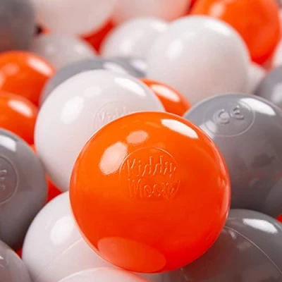 Abbildung von KiddyMoon 700 ∅ 7Cm Kinder Bälle Spielbälle Für Bällebad Baby Plastikbälle Made In EU, Orange/Grau/Weiß