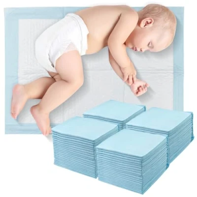Abbildung von Dunkwckore 100 Stück Baby Wickelauflage, 33 x 45 cm Inkontinenzunterlage Wickelunterlage Einweg, Changing Mat für Unterwegs, Hygienisch mit Superabsorber, Weich, Wasse, Atmungsaktiv