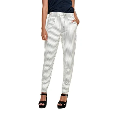 Abbildung von ONLY Damen Onlpoptrash Easy Rush Stripe PNT Noos Hose, Mehrfarbig (Cloud Dancer Stripes:Black), W/L32(Herstellergröße:S)
