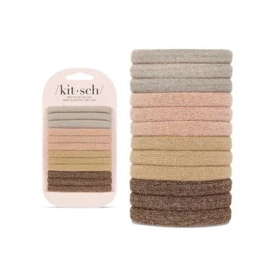 Abbildung von Kitsch Elastikbänder aus recyceltem Nylon, glitzernd, mittelgroß, 12 Stück, neutral
