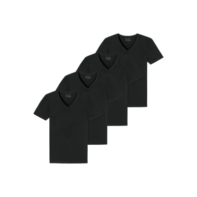 Abbildung von Schiesser 4ER PACK Unterhemd/shirt, Herren, Größe: Large, Schwarz