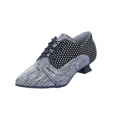 Abbildung von SIMEN Damen Pumps 0887A Hochfrontpumps Schnürer Leder Schwarz Weiß Größe 39 EU