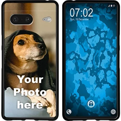 Abbildung von PhoneNatic Case kompatibel mit Google Pixel 7 Personalisierte Handyhülle Schwarz zum selbst gestalten eigenem Foto