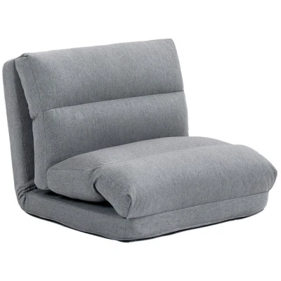 Abbildung von HOMCOM Relaxsessel Bodenstuhl mit Rückenlehne (Klappbett, 1 St., 3 in Bodensessel), für Schlafzimmer, Wohnzimmer, Grau