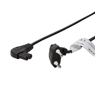 Abbildung von LogiLink CP134 Netzkabel Euro Stecker zu IEC (90 Grad, 0,75m) schwarz, 3 Stück