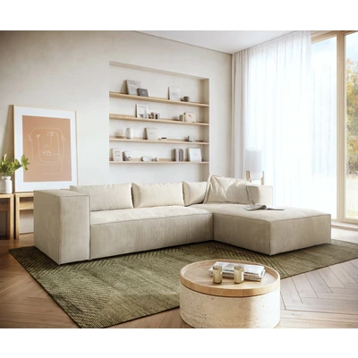 Abbildung von Eckcouch Brom 260x175 cm Cord Beige Recamiere rechts