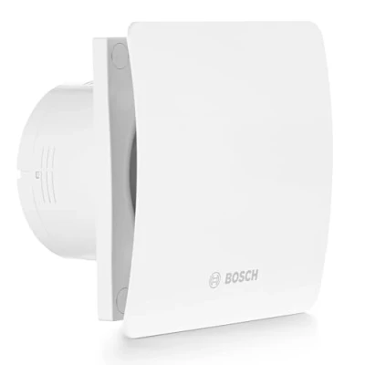 Abbildung von Bosch Badlüfter Fan 1500 DH 125mm Durchmesser, mit Luftfeuchtigkeitssensor und einstellbare Nachlaufzeit zur Wandmontage inkl. Schrauben Dübel, weiß