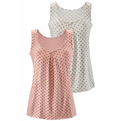 Abbildung von Lascana 2 PACK Top, Damen, Größe: 32/34, Rosa/creme