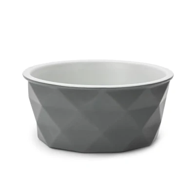 Abbildung von lionto Futternapf aus Keramik mit rutschfestem Silkonboden, 550 ml, Hundenapf robustem &amp; geruchsneutralem Material, leicht zu reinigen, ergonomisches Design, Wassernapf für Hunde&amp;Katzen, grau
