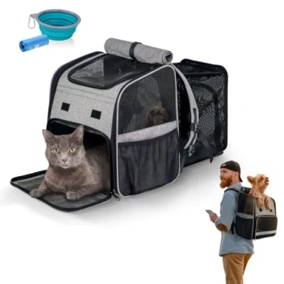 Abbildung von Mobiclinic® Pets, Haustier Rucksack, Tula, Faltbar, Belüftung, Inklusive Futter und Beutel, Mehrfacher zugang, Verstellbar, 37x29x37, 5 cm, Europäische Marke, Tragetasche für Katzen Hunde
