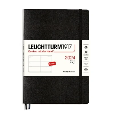 Abbildung von LEUCHTTURM1917 367666 Wochenkalender, Softcover, Medium (A5) 2024, 12 Monate, Schwarz, Englisch