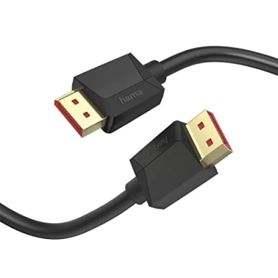 Abbildung von Hama Displayport Kabel 2m lang DP 1.4 (Display Port Cable mit Ultra HD 8k @ 60 Hz, Monitorkabel Kunststoffmantel, zu Verbindung von PC/Notebook Monitor, TV oder Beamer)