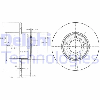 Abbildung von DELPHI BG2430 Bremsscheibe 302 12 5 voll geölt unbehandelt ohne Radlager, ABS Sensorring BMW: Limousine, Touring