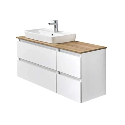 Abbildung von Pelipal Waschtischunterschrank Quickset 360 mit Waschbecken in Weiß Glanz, 113 cm breit Waschplatz 4 Auszügen