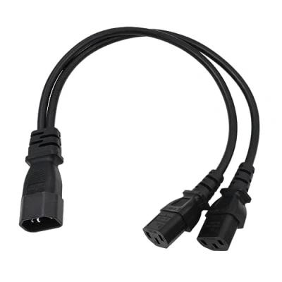 Abbildung von HangTon UPS PDU Stromkabel Y Splitter Verlängerungskabel IEC320 C14 Stecker auf Dual IEC 320 C13 Buchse für Computer Monitor Drucker 3 Prong 40cm