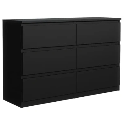 Abbildung von 3xEliving Kommode, Sideboard DEMII mit 6 Schubladen in Schwarz, Höhe: 78 cm Breite: 120 Tiefe: 39