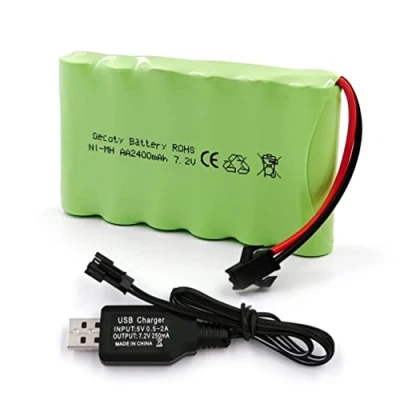 Abbildung von Gecoty® 7.2v NI MH Akkupack, 2400mAh Wiederaufladbarer AA RC Auto Batterie, Akku mit Ladekabel SM Stecker für Ferngesteuerte Trucks, Beleuchtung, Elektrowerkzeuge