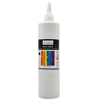 Abbildung von SÜDOR Acrylfarbe 500 ml Geeignet für Acryl Pouring. Hochpigmentierte, deckende Künstler Malfarbe zum Bemalen auf Holz, Leinwand, Stein, Papier, Stoff &amp; Metall Vegan (Weiß)
