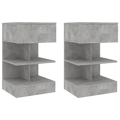 Abbildung von vidaXL 2X Nachttisch mit Schublade Nachtschrank Nachtkonsole Nachtkommode Schlafzimmer Schrank Kommode Beistelltisch Betongrau 40x35x65cm