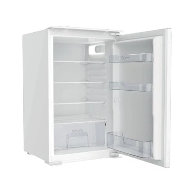 Abbildung von Gorenje RI409EP1 Einbau Tischkühlschrank/ 88er Nische/Schlepptürscharnier/EEK E/ 39dB/ 129 Liter/CrispZone/LED Beleuchtung/Abtau Vollautomatik/Türanschlag wechselbar/HxBxT: 88x 54x54 cm/Weiß