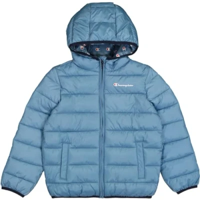 Abbildung von Champion Script SHOP Hooded Contrast Small LOGO Unisex Winterjacke für Kinder, Größe: 162/167, Dark blue