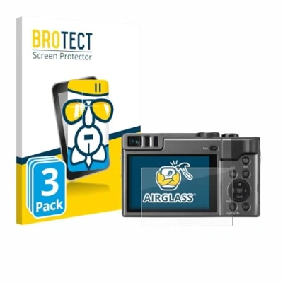 Abbildung von BROTECT Schutzglas für Panasonic Lumix DC TZ90 / TZ96 (3 Stück) Schutzfolie Panzer Folie Glas [Extrem Kratzfest 9H, Anti Fingerprint,