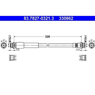 Abbildung von ATE 83.7827 0321.3 Bremsschläuche 320 FORD: Fusion Kombi