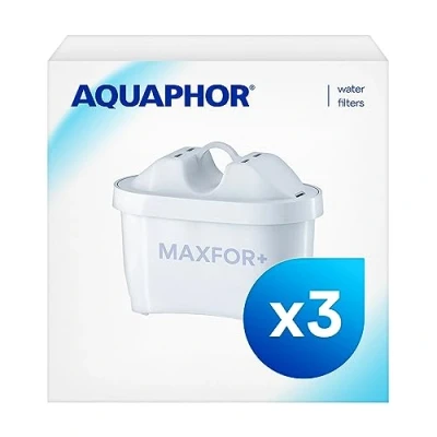 Abbildung von AQUAPHOR Kalk und Wasserfilter Filterkartusche Maxfor+ Pack 3 gegen Kalk, Chlor &amp; weitere Stoffe, Zubehör für Tischwasserfilter ONYX, Amethyst, Jasper. AQUALEN Technologie. Bis zum 200 L. Kapazität., BPA frei.