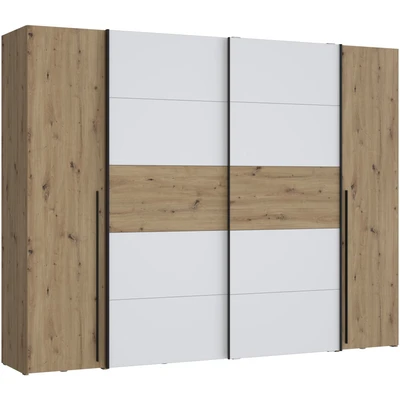 Abbildung von FORTE Dreh /Schwebetürenschrank Narago, OTTOs Choice, TOPSELLER, Made in Europe, zeitloses Design (B/H/T ca. 270x210X61cm, Farbe Weiß auch mit Spiegeln erhältlich) viele Einlegeböden teilweise variabel einsetzbar, maximaler Stauraum