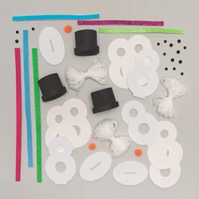 Abbildung von Baker Ross FC121 Schneemann Pom Bastelset 3er Pack, Weihnachtsbasteleien, Dekorationen für Kinder zum Basteln, Dekorieren und Ausstellen, kreative Aktivitäten