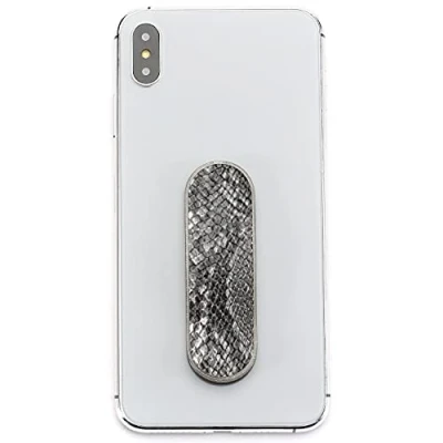 Abbildung von MOMOSTiCK Das Original! Smartphone Fingerhalter Handy Fingerhalterung Halter Ständer Griff Halterung Ring (Snake Serie Grau PU)