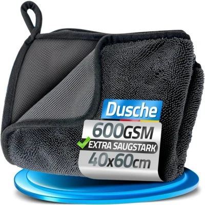 Abbildung von Loco Bird Trockentuch Dusche 600GSM, Fast Dry Microfaser Putztuch für Badezimmer Mikrofasertuch (40x60 cm, 1 tlg., Microfasertuch in grau Auto Trockentücher xxl simply shiny Bath, Streifenfrei, Fusselfreie Reinigung und Politur)