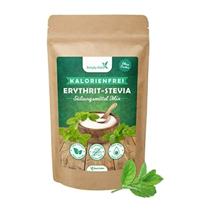 Abbildung von Simply Keto Erythrit Stevia Mix 1kg Natürlicher Zuckerersatz ohne Kalorien Mischung mit 100% Süßkraft wie Zucker Vegan Geeignet für Lower Carb* &amp; Ketogene Ernährung