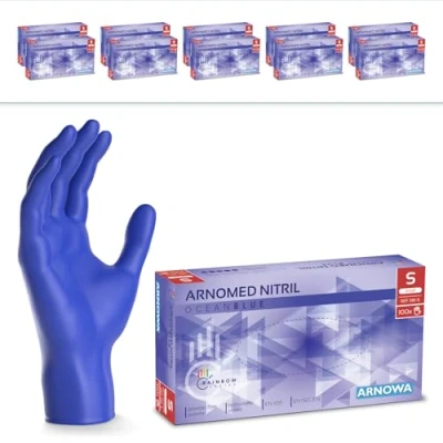 Abbildung von 1000 Stück ARNOMED Einweghandschuhe Dunkelblau, Einmalhandschuhe S, Nitril Handschuhe Einweg, Nitrilhandschuhe puderfrei, Gummihandschuhe Schutzhandschuhe, in M, L, XL
