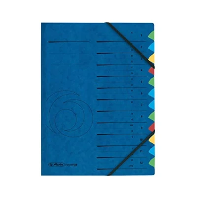 Abbildung von herlitz 5001128 Ordnungsmappe Quality 1 12 / A Z, A4 , Fächer mit Gummizug, Stück, blau (bunt)
