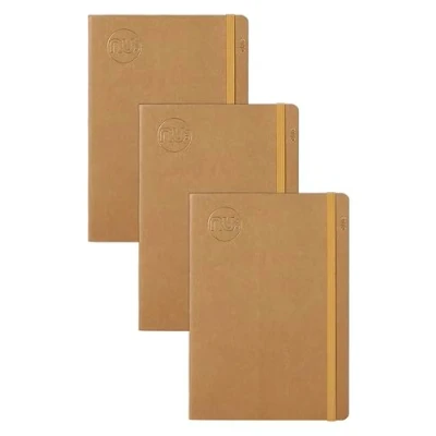 Abbildung von nu: KRAFT Notizbuch, A6, genäht, Manille, 3 Stück