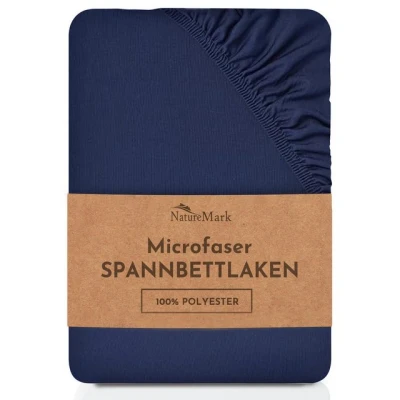 Abbildung von SPANNBETTLAKEN Microfaser Spannbettlaken, NatureMark, Polyester, Gummizug: rundum, Mikrofaser zum Sparpreis! viele Größen und Farben Markenware (90x200 100x200 cm, Navy blau)