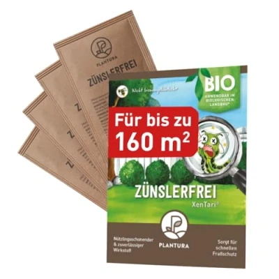 Abbildung von Plantura Zünslerfrei XenTari® Raupenfrei Mittel gegen Buchsbaumzünsler, hochwirksames &amp; biologisches Spritzmittel, 8 g für 160 m²