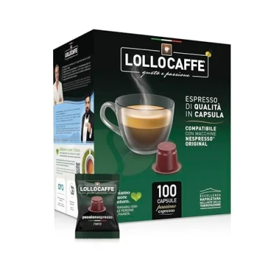 Abbildung von LOLLO Caffè PassionEspresso Nero 100 Kaffeekapseln Box mit Kaffee Kapseln Charaktervoller Espresso kompatibel Nespresso Kaffeemaschinen