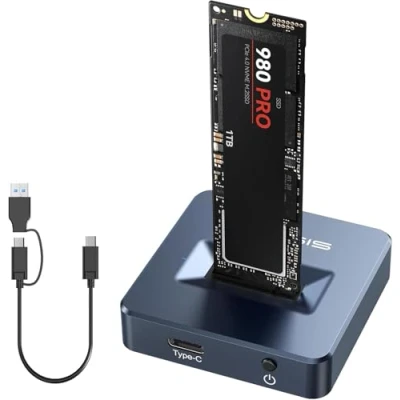 Abbildung von NVMe zu USB Docking Station, ACASIS M.2 SSD Adapter, tragbares externes Gehäuse für (M Key) und (B+M SATA basierte
