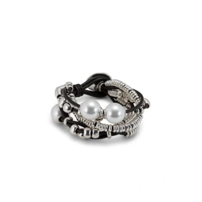 Abbildung von Uno de 50 Damen Armband Leder Metal Mix Silber Poliert PUL0578MT