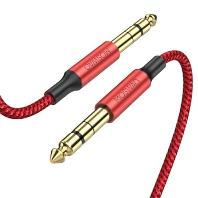 Abbildung von MOSWAG 6.35mm Instrumentenkabel Stereo 5M, Nylon Geflochten 6.3mm Klinke auf Audio Kabel Lärmschutz für Verstärker Gitarre, Bass, Tasteninstrument